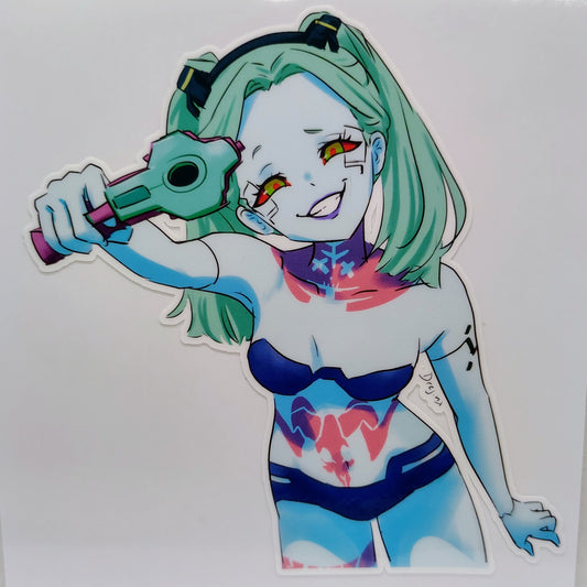 [Cyberpunk] Rebecca Held at Gunpoint! Water-Resistant Vinyl Sticker!