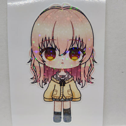 [YOU and ME and HER] Aoi Mukou Chibi Version! Water-Resistant Vinyl Waifu Anime Girl Sticker!