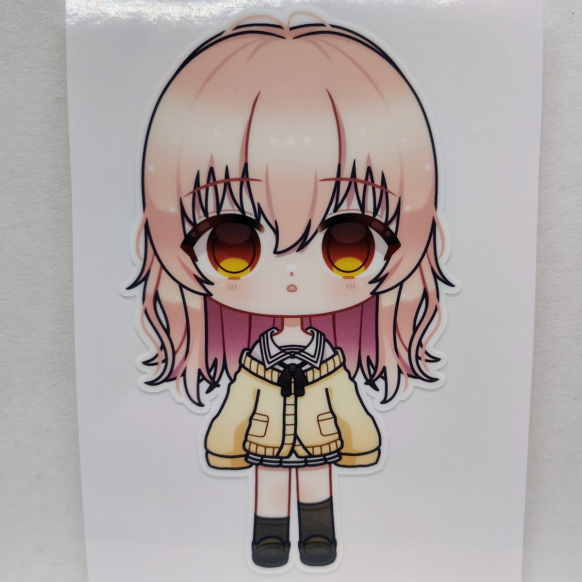 [YOU and ME and HER] Aoi Mukou Chibi Version! Water-Resistant Vinyl Waifu Anime Girl Sticker!