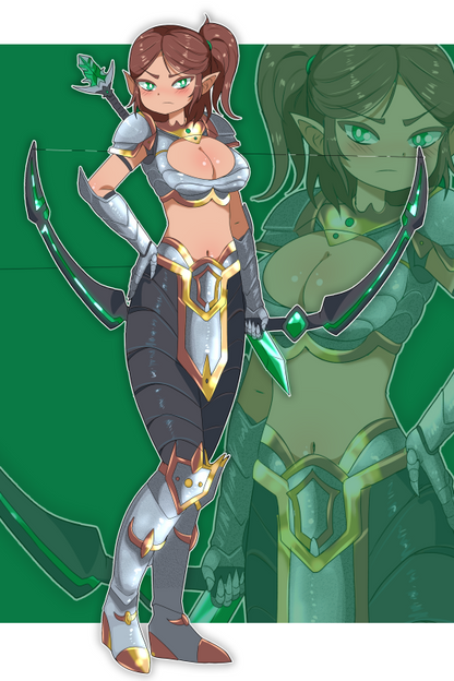 [OC] Lyanza the Mercenary! Water-Resistant Vinyl Waifu Anime Sticker!
