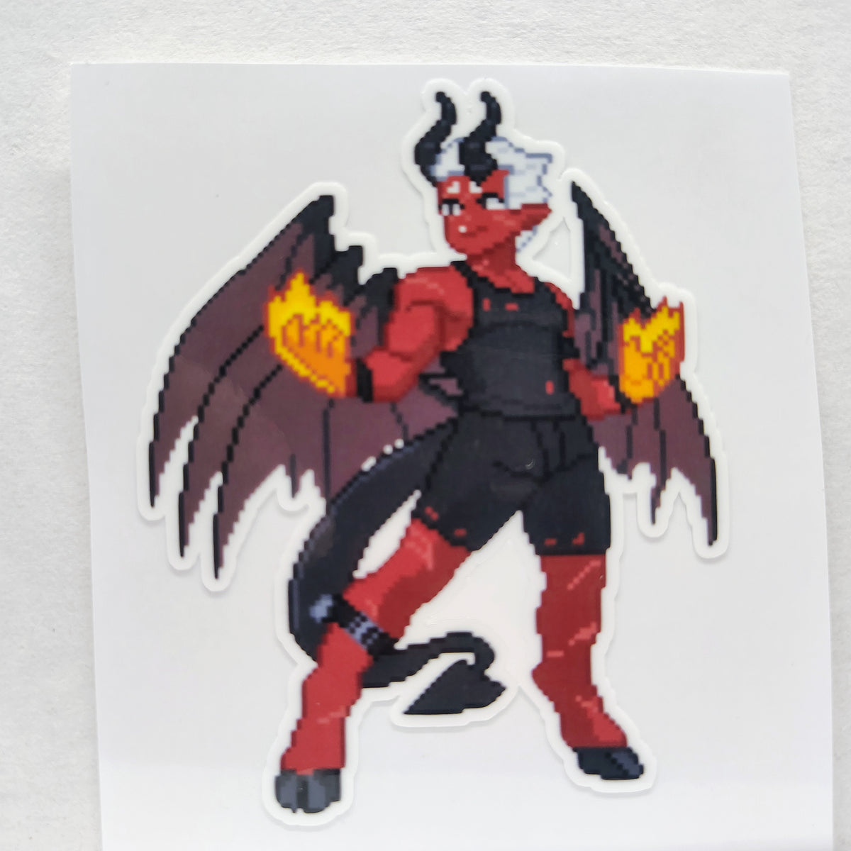 [OC] Wallie Crimson Pixel Art Demon Sticker! - Water-Resistant Vinyl Sticker!