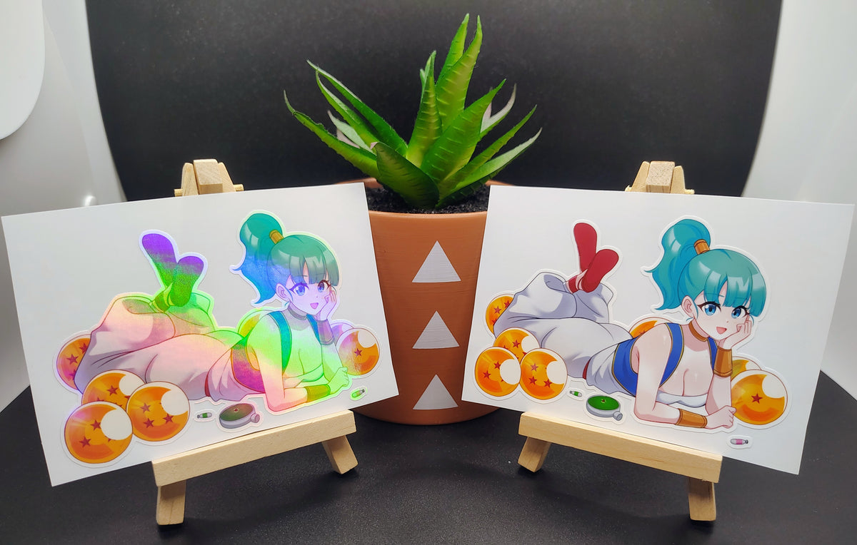[Dragon Ball Z] Bulma & The Dragon Balls Fan Art Water-Resistant Vinyl Waifu Anime Girl Sticker Decal!