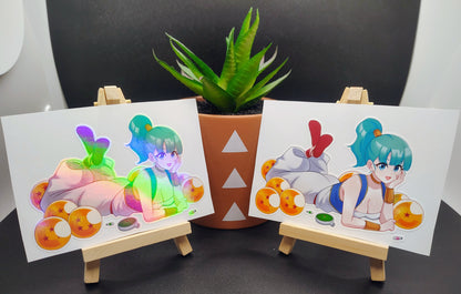 [Dragon Ball Z] Bulma & The Dragon Balls Fan Art Water-Resistant Vinyl Waifu Anime Girl Sticker Decal!