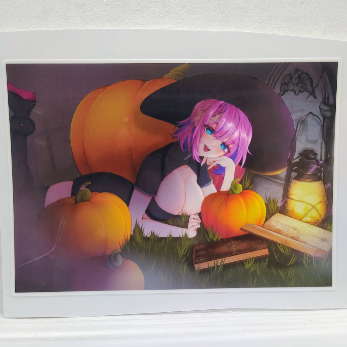 [OC] Halloween Pumpkin Witch Katie! Water-Resistant Vinyl Waifu Anime Girl Sticker!