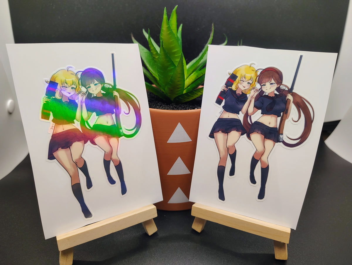 [Senran Kagura] Ryouna and Ryoubi! Water-Resistant Waifu Vinyl Sticker!