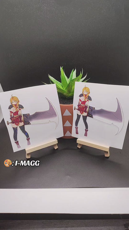 [OC] Benistra the Scarlet Bulwark! Water-Resistant Vinyl Waifu Anime Sticker!